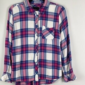 Rails Womens Hunter Blue Red Plaid Button Front Shirt